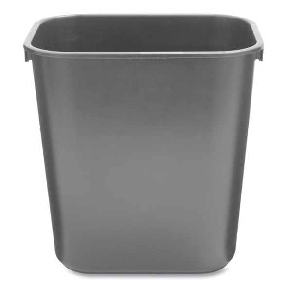Deskside Plastic Wastebasket, 3.5 gal, Plastic, Black