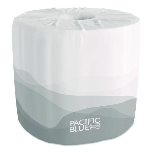 Pacific Blue Basic Embossed Bathroom Tissue, Septic Safe, 1-Ply, White, 550/Roll, 80 Rolls/Carton