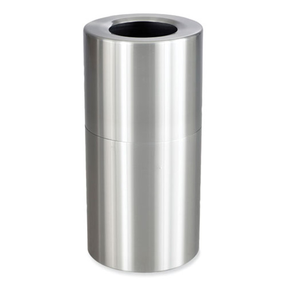 Single Recycling Receptacle, 20 gal, Steel, Brushed Aluminum