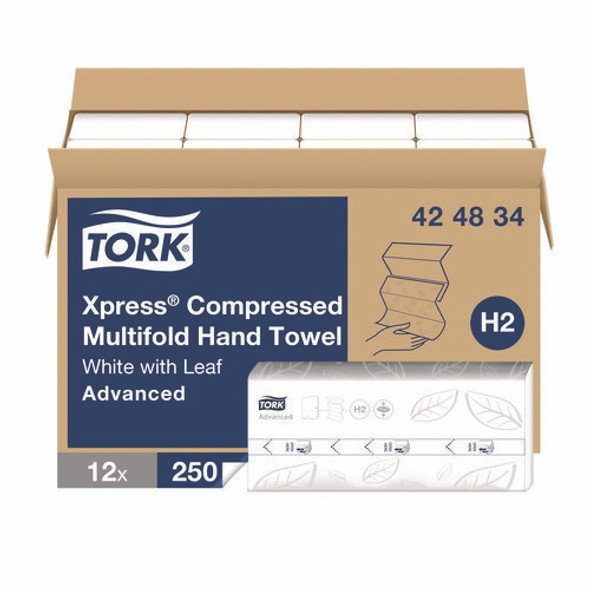 Xpress Compressed Multifold Hand Towels, 1-Ply, 8.3 x 9.25, White, 250/Pack, 12 Packs/Carton