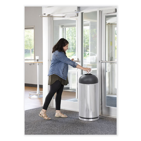 Waste Receptacle, 15 gal, Steel, Stainless Steel/Black Waste Receptacle, 15 gal, Steel, Stainless Steel/Black