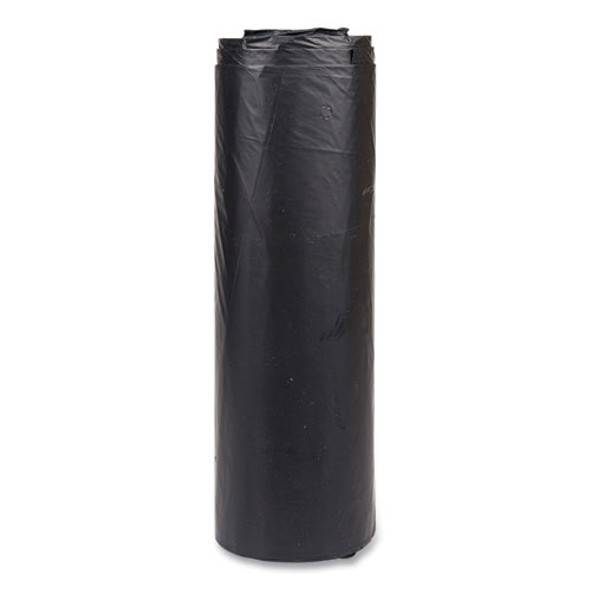 High-Density Commercial Can Liners, 45 gal, 22 mic, 40" x 48", Black, Interleaved Roll, 25 Bags/Roll, 6 Rolls/Carton