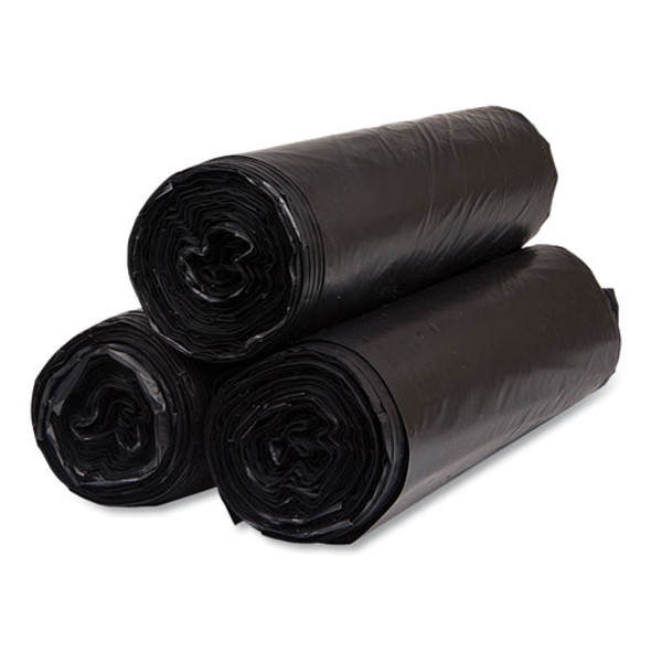 High-Density Commercial Can Liners, 45 gal, 22 mic, 40" x 48", Black, Interleaved Roll, 25 Bags/Roll, 6 Rolls/Carton