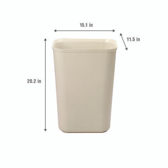 Fiberglass Wastebasket, 10 gal, Fiberglass, Beige