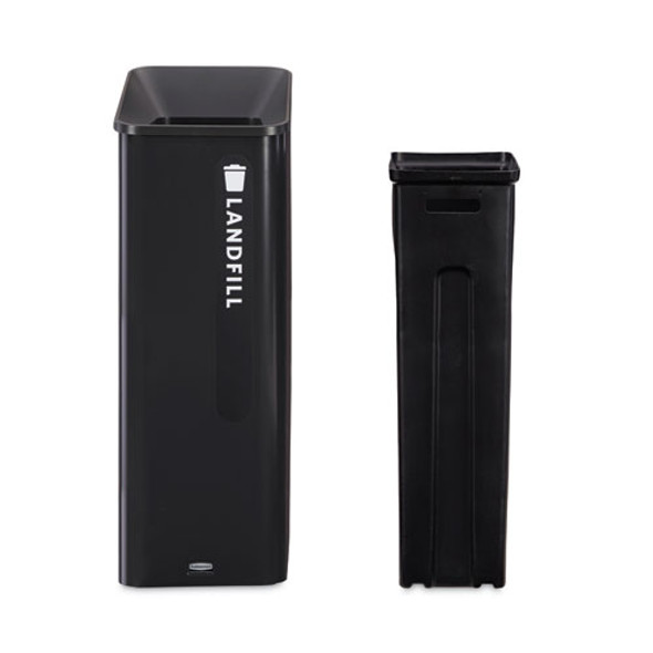 Sustain Decorative Refuse with Recycling Lid, 15 gal, Metal/Plastic, Black