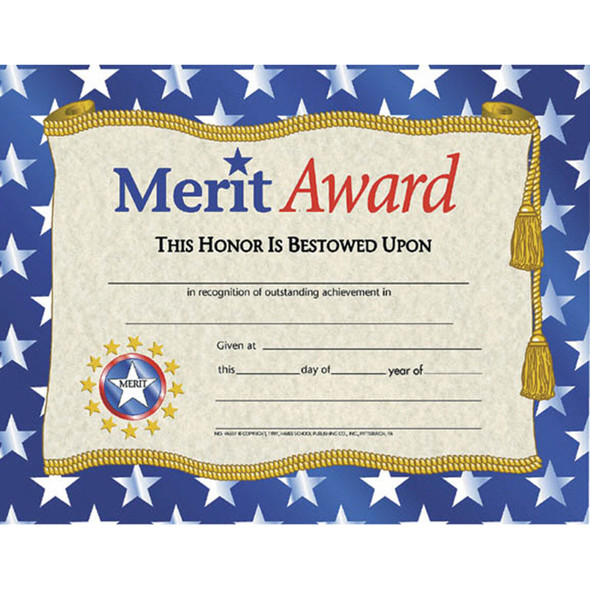 Merit Award Certificate, 8.5" x 11", 30 Per Pack, 3 Packs Merit Award Certificate, 8.5" x 11", 30 Per Pack, 3 Packs