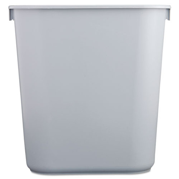 Deskside Plastic Wastebasket, 3.5 gal, Plastic, Gray