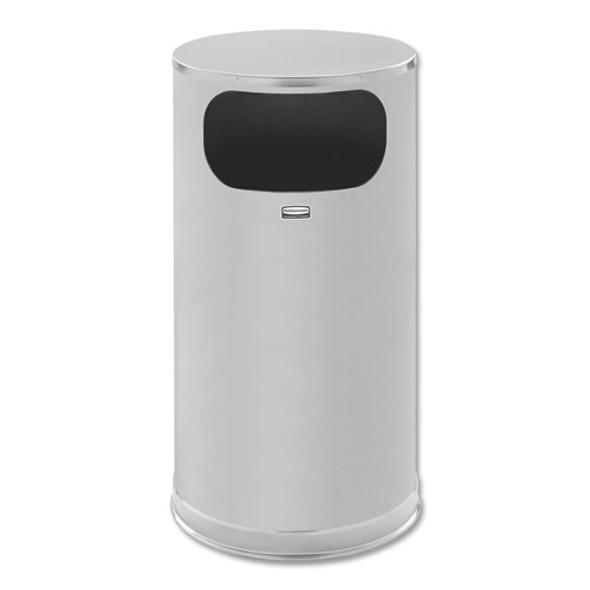 European and Metallic Series Waste Receptacle with Large Side Opening, 12 gal, Steel, Satin Stainless