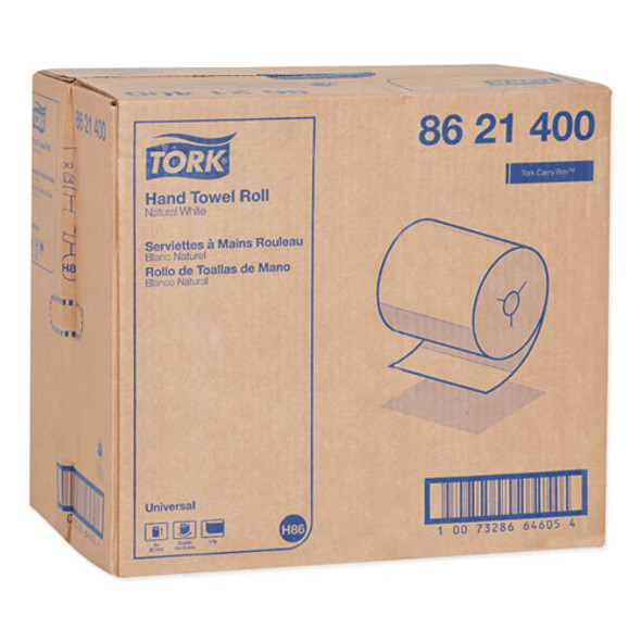 Universal Hand Towel Roll, Notched, 1-Ply, 8" x 425 ft, Natural White, 12 Rolls/Carton