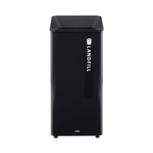 Sustain Decorative Refuse with Recycling Lid, 23 gal, Metal/Plastic, Black