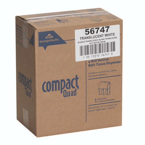 Compact Quad Vertical 4-Roll Coreless Tissue Dispenser, 12.06 x 8 x 14.44, White