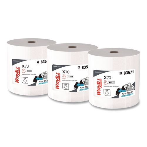 X70 Wipers in a Bucket Refills, No Bucket, 13 x 10, White, 220/Rolls, 3 Rolls/Carton