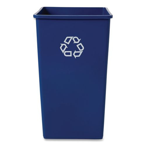 Square Recycling Container, 50 gal, Plastic, Blue