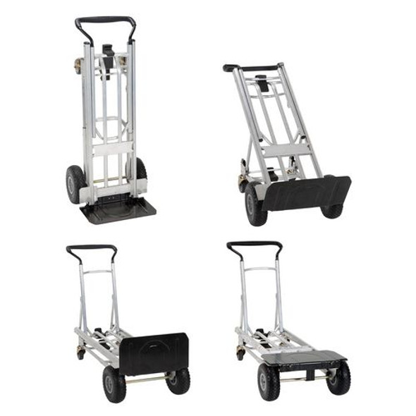 Heavy Duty 4-in-1 Truck, Supports 800 lb (Hand Truck) 1,000 lb (Cart/Platform Truck), 19.69" x 18.7" x 48.31", Silver/Black