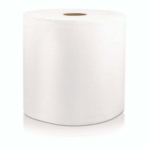 Hard Wound Roll Towel, 1-Ply, 8" x 800 ft, White, 6/Carton