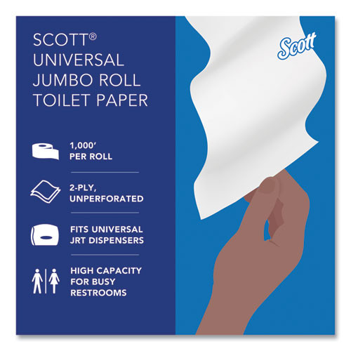 Essential JRT Jumbo Roll Bathroom Tissue, Septic Safe, 2-Ply, White, 3.55" x 1,000 ft, 12 Rolls/Carton