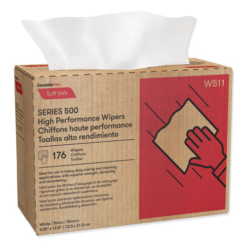 Tuff-Job S500 High Performance Wipers, 9.25 x 12.5, White, 176/Box, 10 Box/Carton