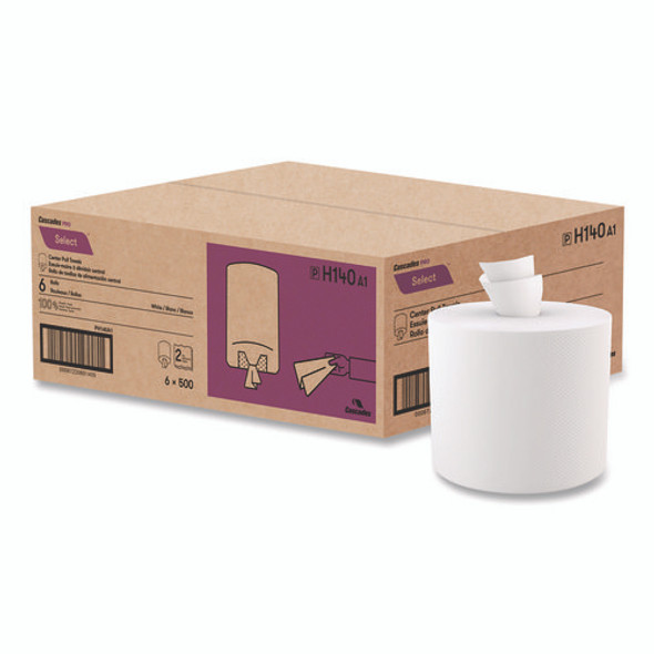 Select Roll Paper Towels, 2-Ply, 7.8" x 416 ft, White, 500/Roll, 6 Rolls/Carton