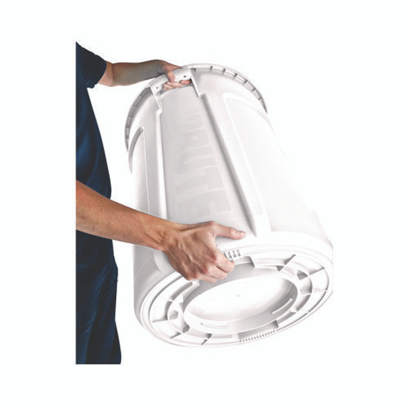 Vented Round Brute Container, 20 gal, Plastic, White