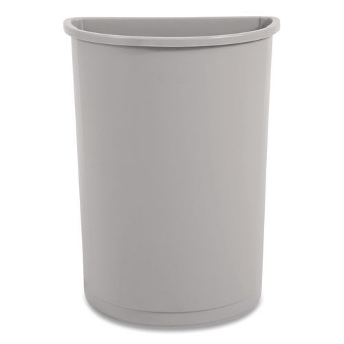 Untouchable Half-Round Plastic Receptacle, 21 gal, Plastic, Gray