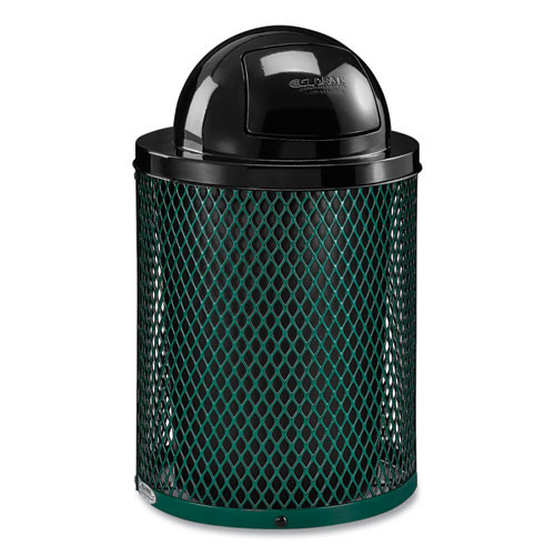 Outdoor Diamond Steel Trash Can, 36 gal, Dome Lid, Green