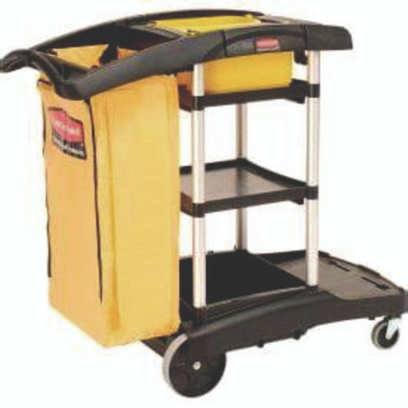 HYGEN Microfiber Healthcare Cleaning Cart, Plastic, 3 Shelves, 5 Bins, 22" x 48.25" x 44", Yellow/Black/Silver HYGEN Microfiber Healthcare Cleaning Cart, Plastic, 3 Shelves, 5 Bins, 22" x 48.25" x 44", Yellow/Black/Silver