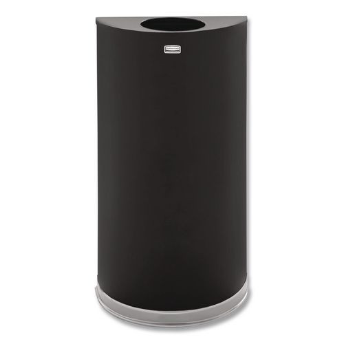 European and Metallic Series Open Top Half-Round Receptacle, 12 gal, Steel, Black/Chrome