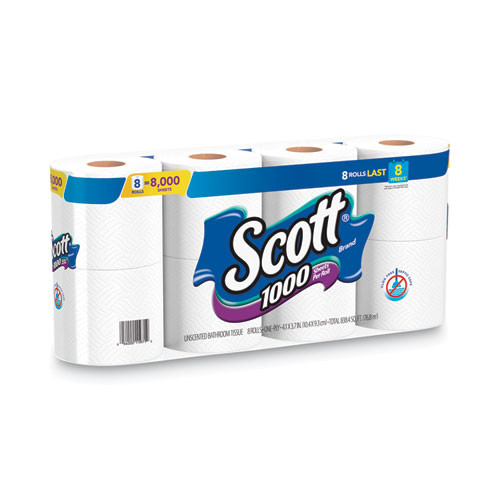1000 Bathroom Tissue, Septic Safe, 1-Ply, White, 1,000 Sheet/Roll, 32 Rolls/Carton