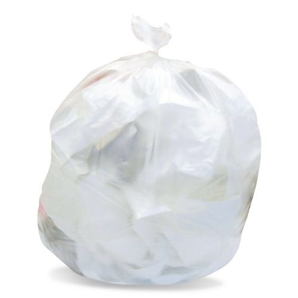 High-Density Waste Can Liners, 33 gal, 22 mic, 33" x 40", Natural, Roll, 25 Bags/Roll, 10 Rolls/Carton