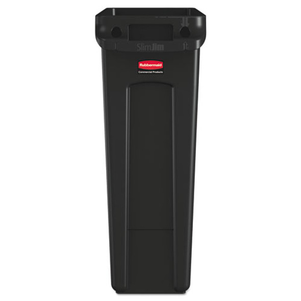 Slim Jim with Venting Channels, 23 gal, Plastic, Black