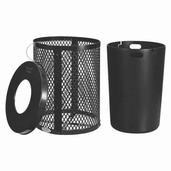 Outdoor Diamond Steel Trash Can, 36 gal, Black