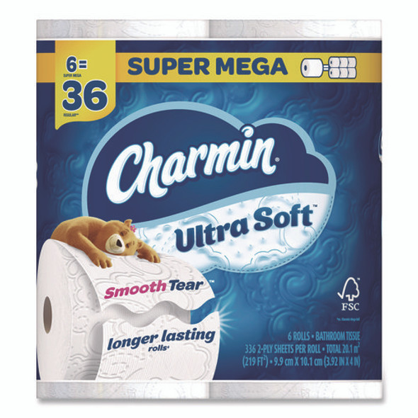Ultra Soft Bathroom Tissue, Septic Safe, 2-Ply, White, 336 Sheets/Roll, 6 Rolls/Pack