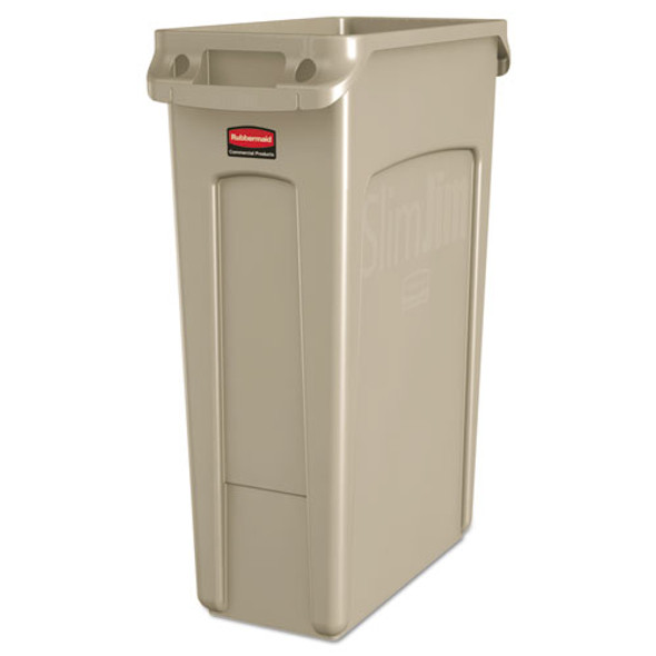Slim Jim with Venting Channels, 23 gal, Plastic, Beige Slim Jim with Venting Channels, 23 gal, Plastic, Beige