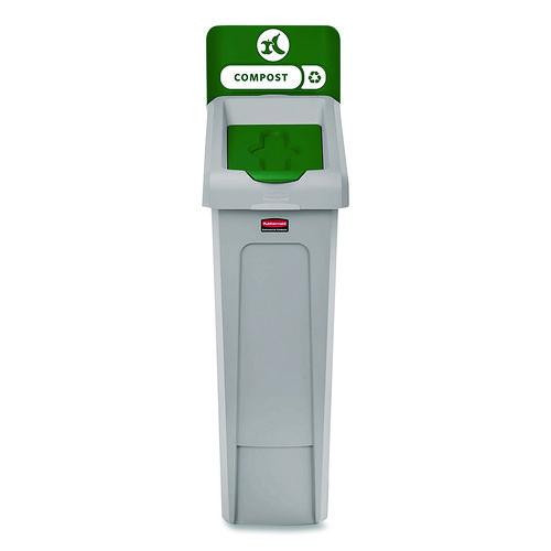 Slim Jim Recycling Station Kit, 1-Stream Compost, 23 gal, Plastic, Green/Gray