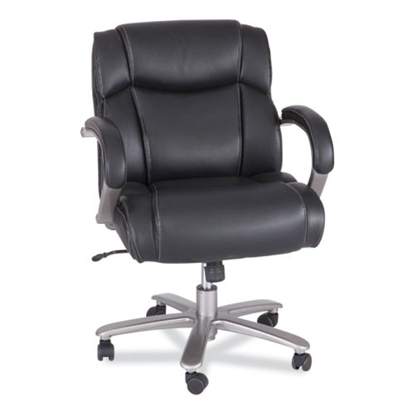 Lineage Big and Tall Mid Back Task Chair 24.5" Back, Supports 350 lb, 19.5" to 23.25" Seat Height, Black Seat, Chrome Base