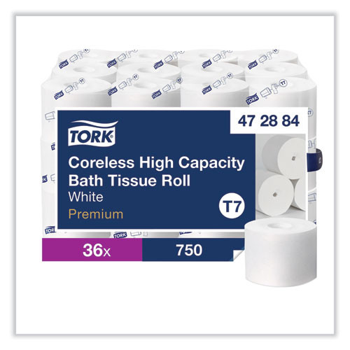 Coreless High Capacity Bath Tissue, 2-Ply, White, 750 Sheets/Roll, White, 36/Carton