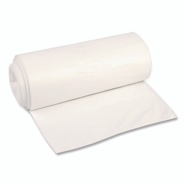 High-Density Can Liners, 45 gal, 12 mic, 40 x 48, Natural, Perforated Roll, 250/Carton