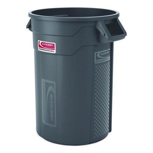 Injection Molded Utility Trash Can, 32 gal, Plastic/Resin, Gray