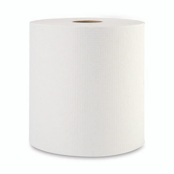 Hardwound Paper Towels, 1-Ply, 8" x 800 ft, White, 6 Rolls/Carton