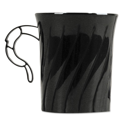 Classicware Plastic Mugs, 8 oz, Black, 8/Pack, 24 Packs/Carton