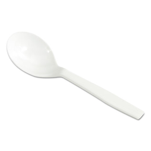 Laguna Mediumweight Plastic Utensils, Soup Spoon, White, 1,000/Carton