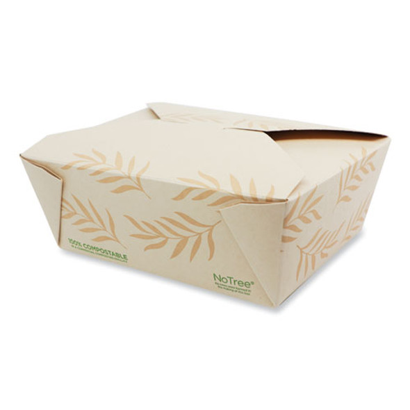No Tree Folded Takeout Containers, 46 oz, 5.5 x 6.9 x 2.5, Natural, Sugarcane, 300/Carton