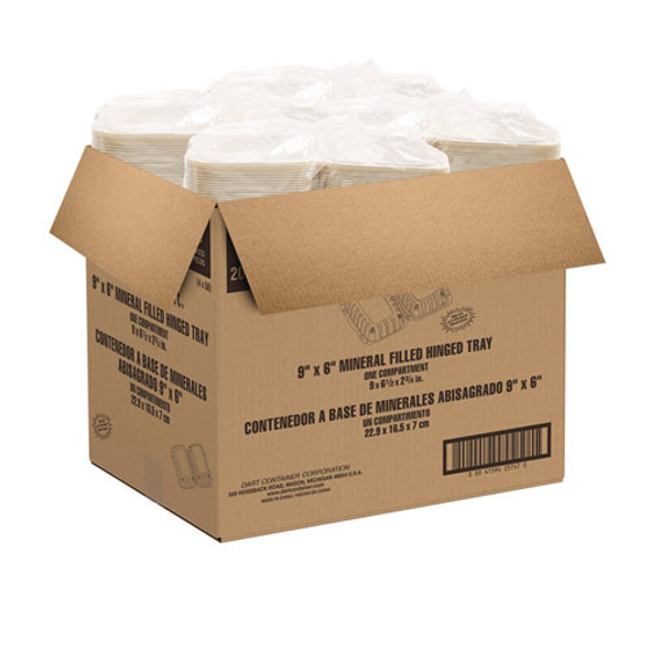 Hinged Lid Containers, Hoagie Container, 6.5 x 9 x 2.8, White, Plastic, 200/Carton