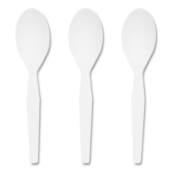 Mediumweight Plastic Cutlery, Spoon, Plastic, White, 1,000/Pack Mediumweight Plastic Cutlery, Spoon, Plastic, White, 1,000/Pack