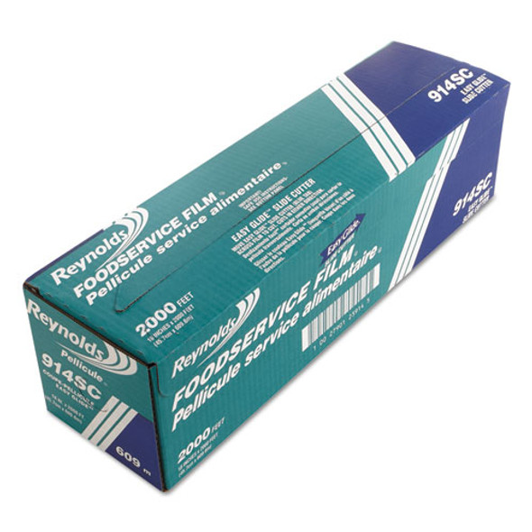 PVC Food Wrap Film Roll in Easy Glide Cutter Box, 18" x 2,000 ft