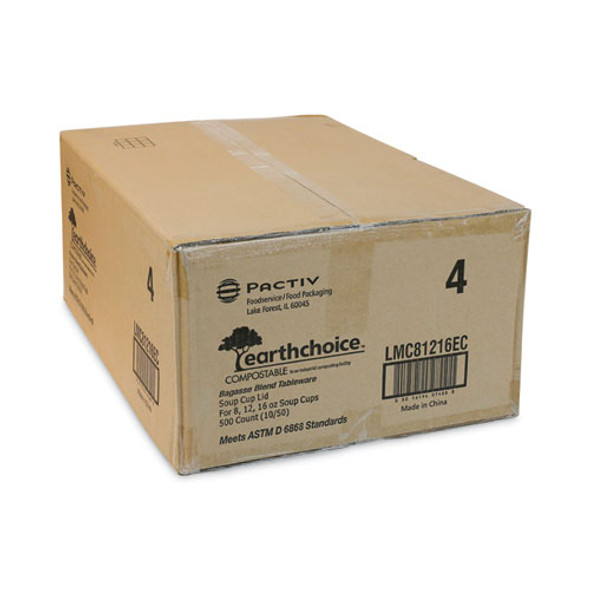 EarthChoice Compostable Soup Cup Lid, For 8 oz to 16 oz Soup Cups, 4" Diameter, Natural, Sugarcane, 500/Carton