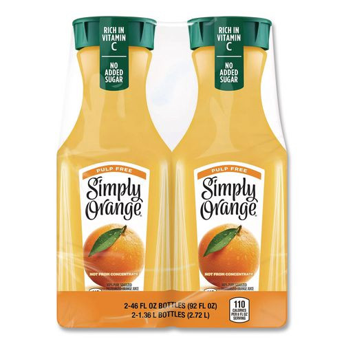 Orange Juice Pulp Free, 52 oz Bottle, 2/Pack