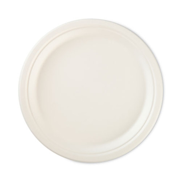 ECOSAVE Tableware, Plate, Sugarcane, 10.13" dia, White, 16/Pack ECOSAVE Tableware, Plate, Sugarcane, 10.13" dia, White, 16/Pack