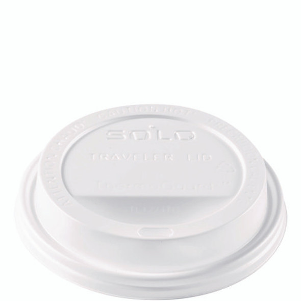 Solo Traveler Sip Through Lids for ThermoGuard Hot Cups, Fits 12 oz to 24 oz Hot Cups, Plastic, White, 1,200/Carton