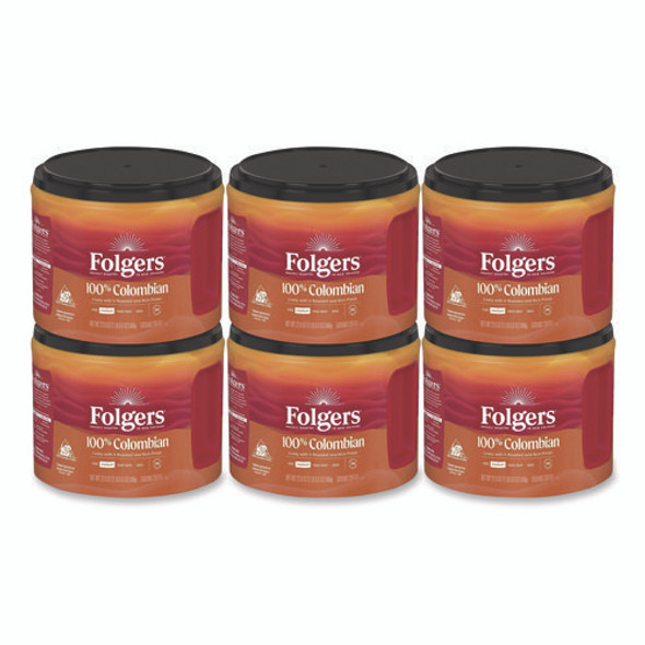100% Columbian Coffee, 22.6 oz Canister, 6/Carton
